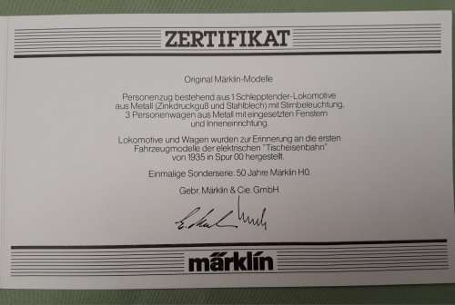 Marklin HO 50 year commemorative Steam train set