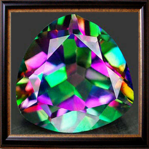 Natural Topaz 12.65ct Mystic Green Trillion Facet, Supreme Gemstone