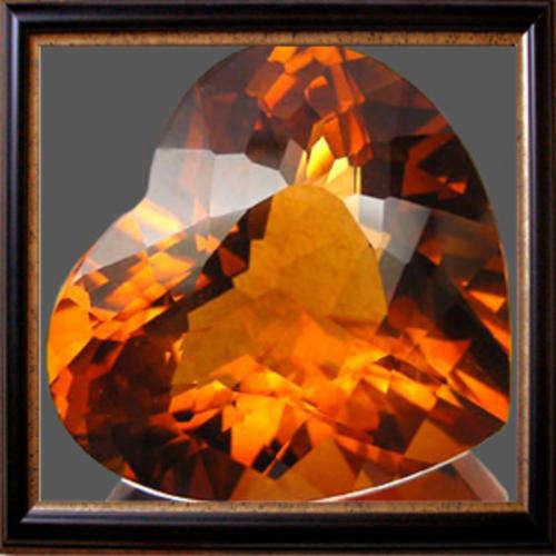 Large Citrine 92.45ct Golden Orange Heart Facet, Gemstone