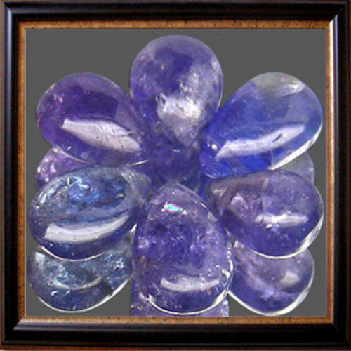 Natural Tanzanite 8.89ctw 6pc Purple Blue Pear (Drilled) Cabochon, Gemstone