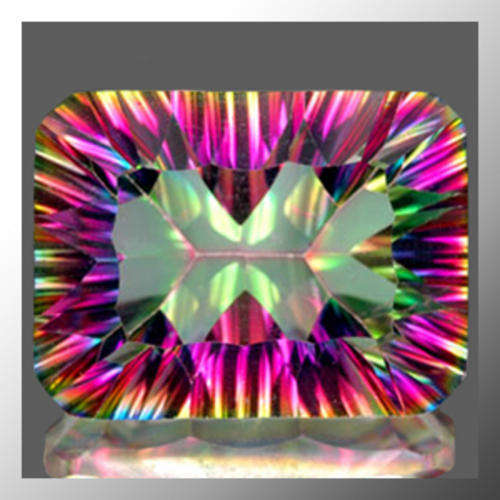 Natural Mystic Quartz 4.33ct Multi Colour Octagon Concave Facet, Gemstone