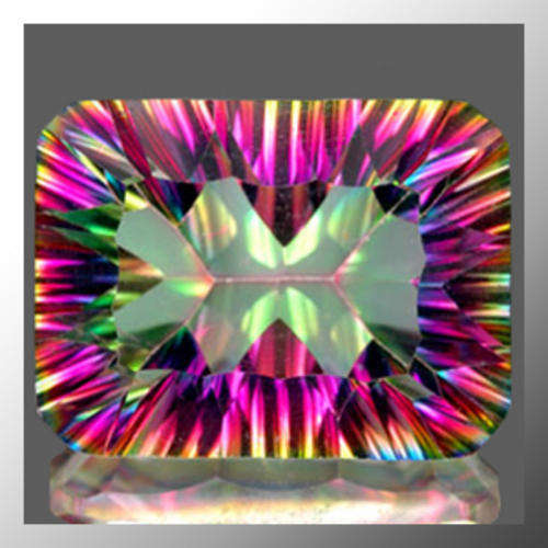 Natural Mystic Quartz 4.07ct Multi Colour Octagon Concave Facet, Gemstone