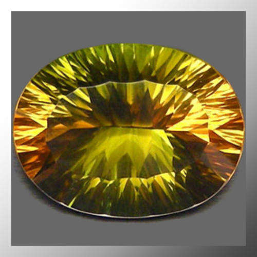 Natural Quartz 18.90ct Golden Green Oval Concave Facet, Gem