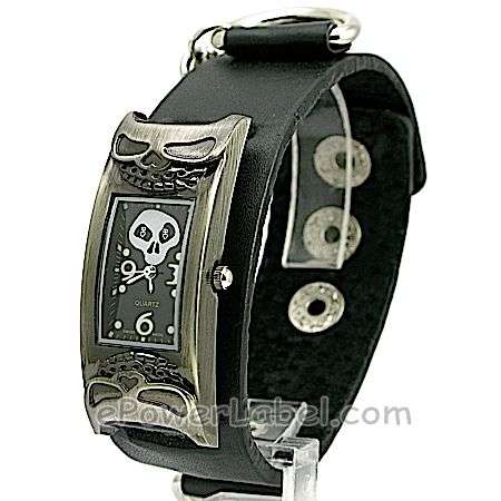 Black Goth/Punk Skull Watch