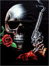 Glow in the Dark Skull & Rose/Punk T-Shirt - Size L