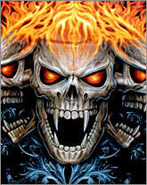 Skull with Flames Punk T-Shirt - Size L