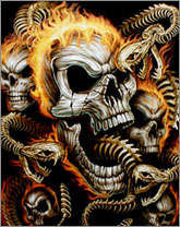 T-Shirt , Glow in the Dark - Skull - Size Large.