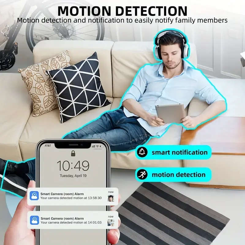 Wireless Security Camera, 2MP HD 1080P IP PTZ Camera,