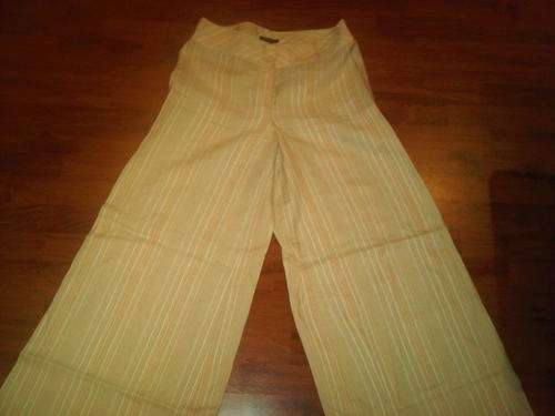 Stripe wide-leg pant 100% Ramie faric