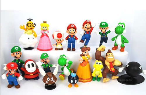Plastic Super Mario Bros 1-2.5" 18PCS/SET Action figures Toys PVC Dol