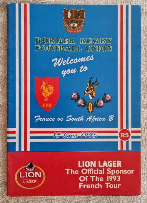 France vs South Africa B Rugby Match Programme