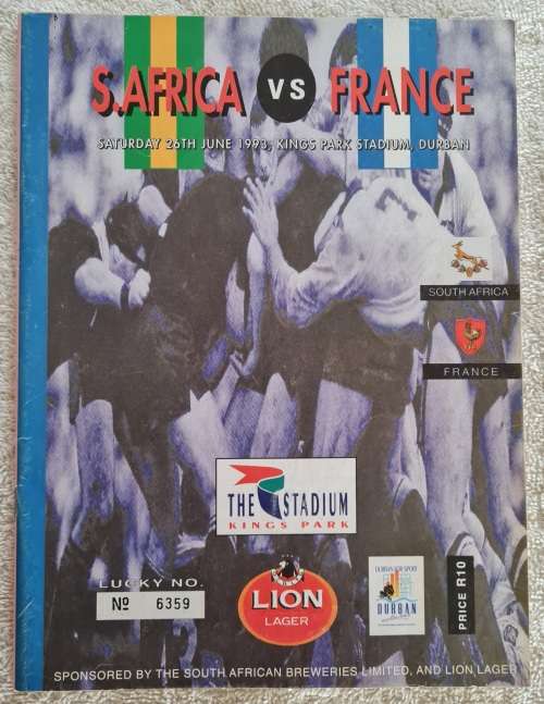South Africa vs France Rugby Match Programme