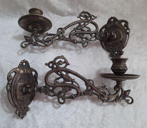 Ornate Italian - Pair Brass Piano Sconces