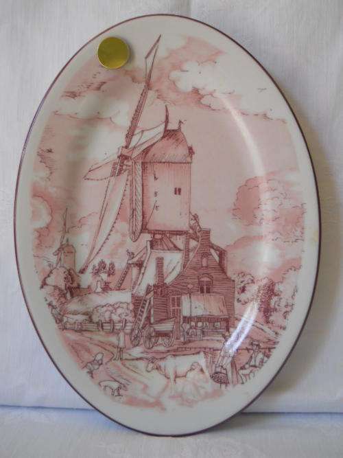 Delfts  Oval  Pink  Platter