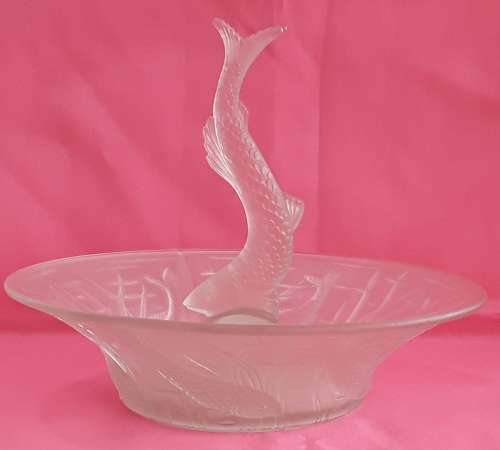 Art Deco  -  Glass  Fish Figure  Bowl
