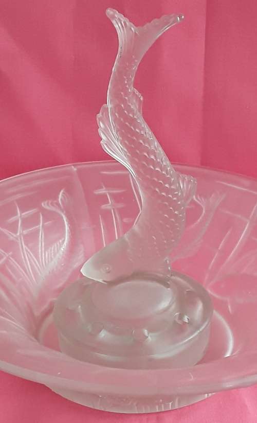 Art Deco  -  Glass  Fish Figure  Bowl