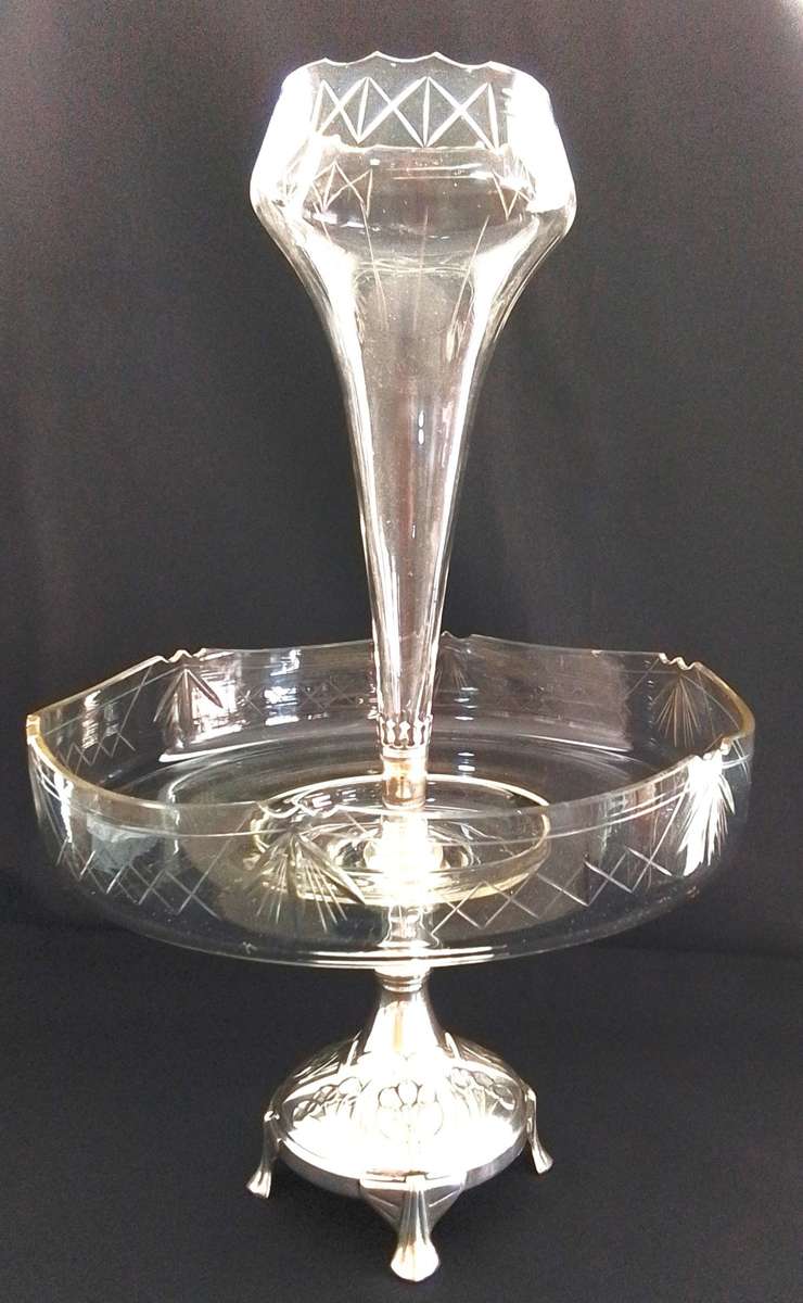 Silver Plated and Glass Epergne  - c1900