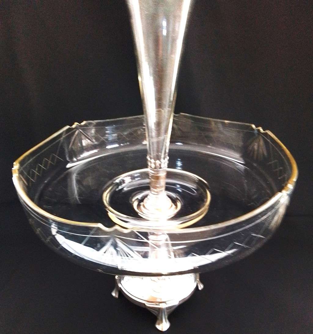Silver Plated and Glass Epergne  - c1900
