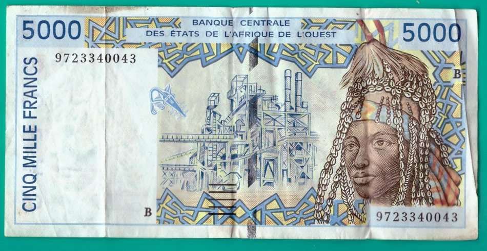 5000 Francs - (20)01. COTE D'IVOIRE (IVORY COAST) - as per scan