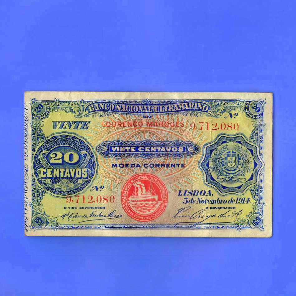 Lourenco Marques  BANK of ULTRAMARINO 20 centavos 5 November 1914  no.9.712.080