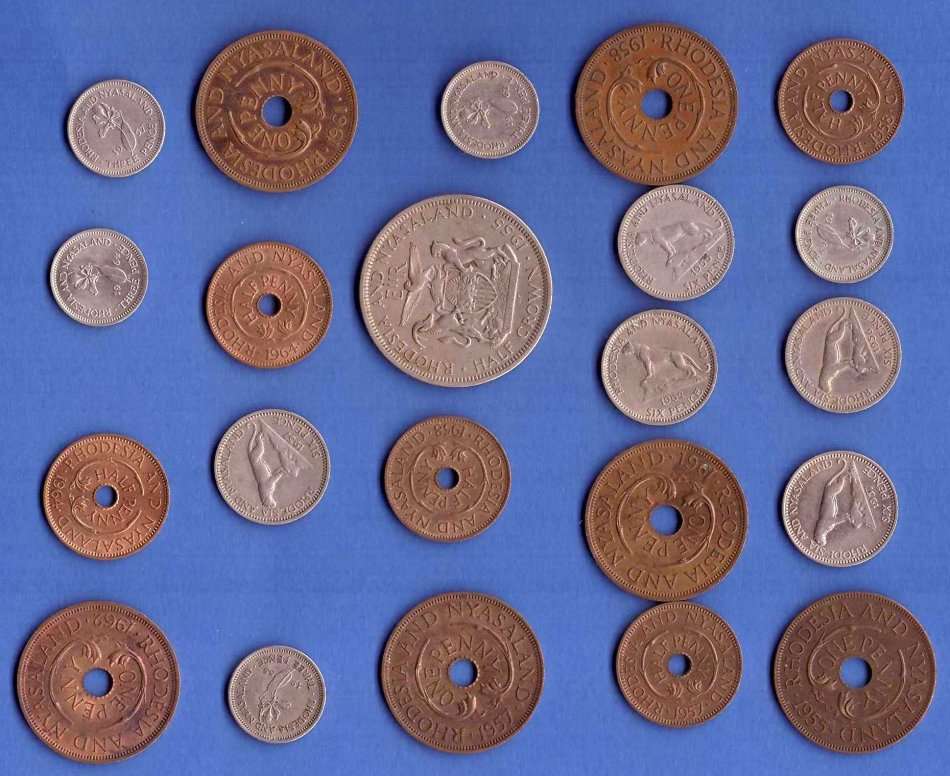 Rhodesia & Nyasaland assorted coins - as per scan