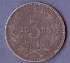 1893 3 Pence Zuid Afrikaansche Republiek - as per scan
