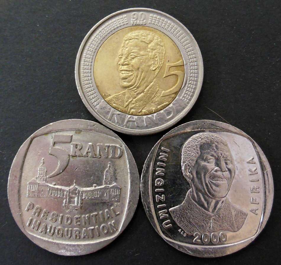 *CRAZY R1 START* Set of 3 SA Commemorative R5 coins - 1995/2000/2008