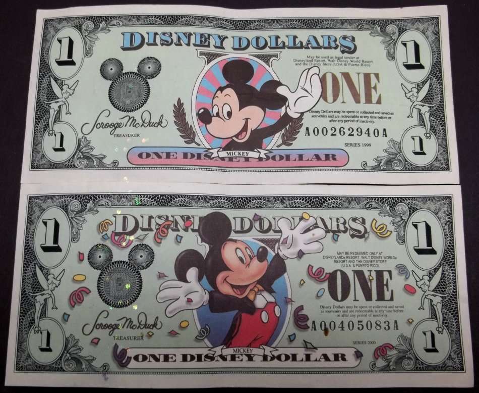 *CRAZY R1 START* Disney Dollars 1999 & 2000 - Fantasy Notes