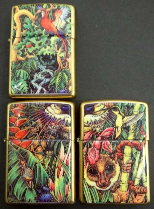 *CRAZY R1 START* 3x Zippo Lighters from the 1995 Mysteries of the Forest collection
