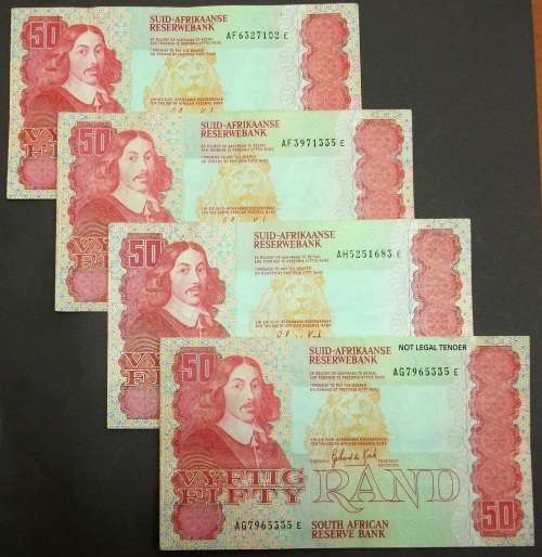 *CRAZY R1 START* SA 50 Rand 1980's - 4x notes in Nice condition