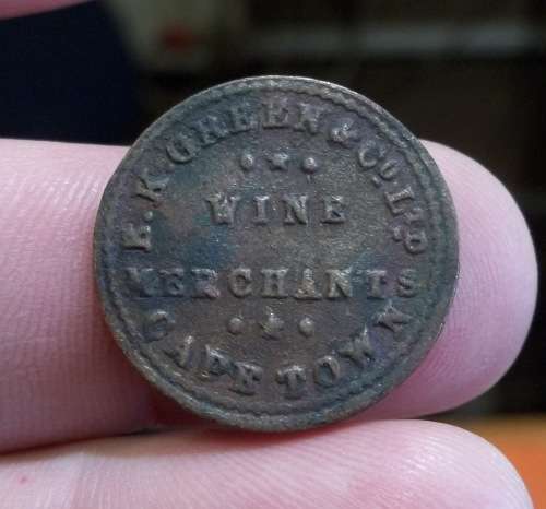 *CRAZY R1 START* early 1900's EK Green & Co, Wine Merchant, Cape Town token