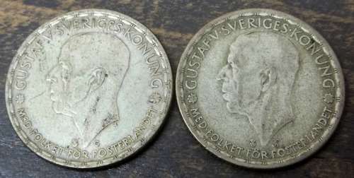 *CRAZY R1 START* Sweden 1 Krona 1943 & 1946 - R70 worth of Silver