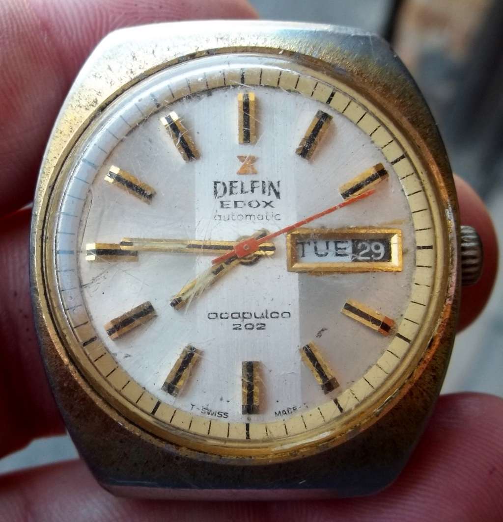 *CRAZY R1 START* DELFIN Edox Acapulco 202 automatic men`s watch - For Restoration/Partly Working