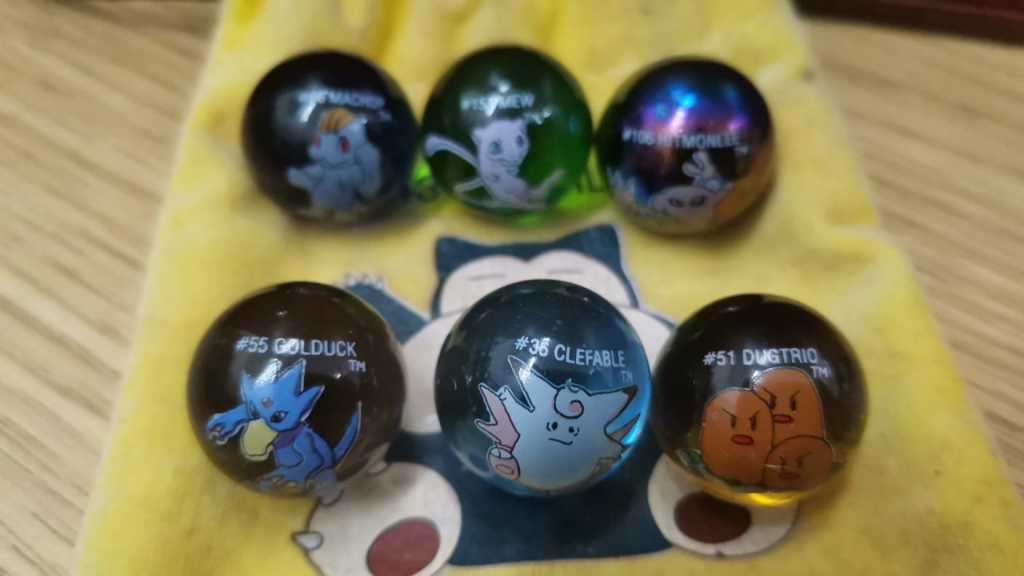 Vintage Pokemon Marbles #106, #148, #90, #66, #151, #51, #55 & #36