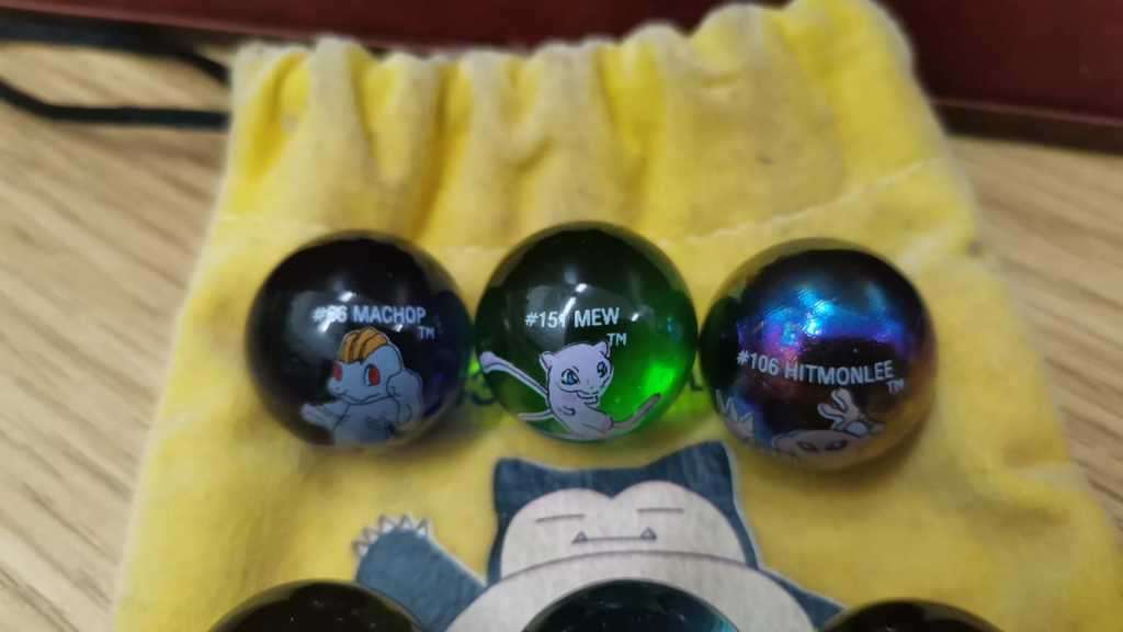 Vintage Pokemon Marbles #106, #148, #90, #66, #151, #51, #55 & #36