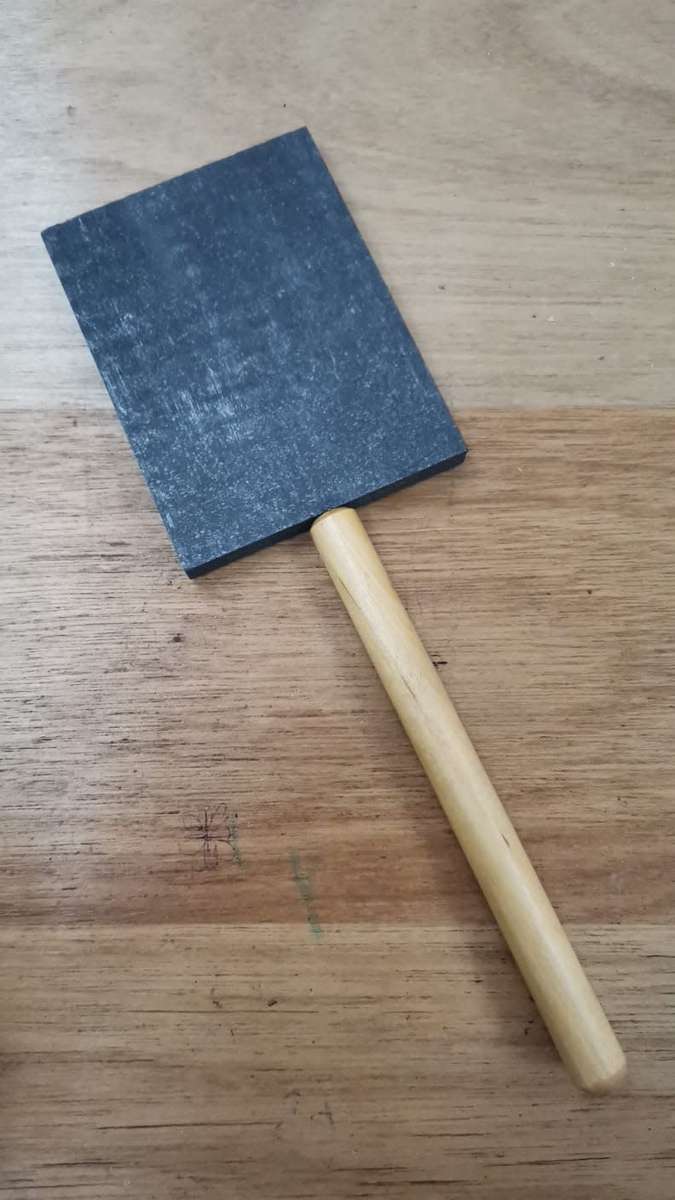**R1 Auction**  Graphite Ingot Block with Wooden Handle-Glass Tool-Possibly Never Used