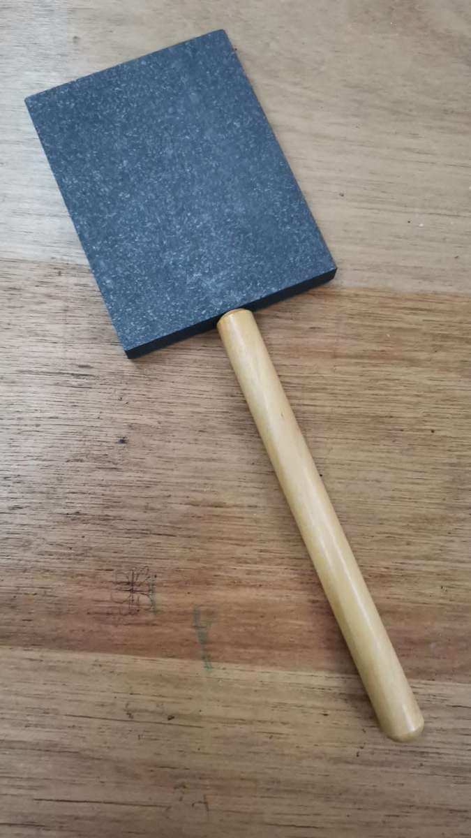 **R1 Auction**  Graphite Ingot Block with Wooden Handle-Glass Tool-Possibly Never Used