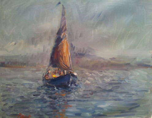 sailing (oil on canvas )