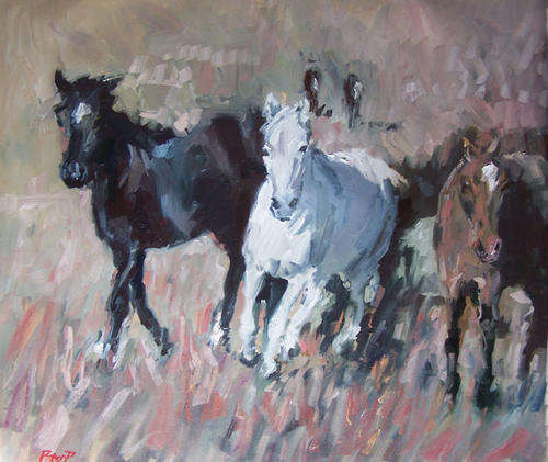 free horses(68cmx60cm Oil On Canvas)