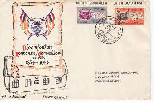 BLOEMFONTEIN CONVENTION-1854-1954-OFFICIAL SOUVENIR COVER