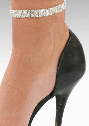 3 Row Crystal Silver PL Stretchy Ankle Bracelet Anklet - In Stock