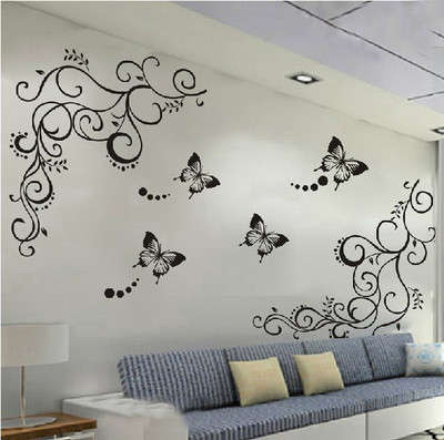 Butterfly Feifei Vine Flower Sticker Wall Decal Removable PVC
