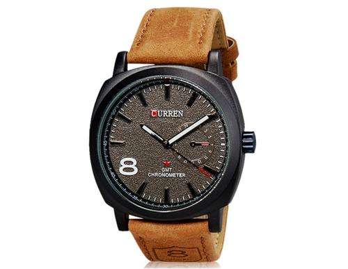 CURREN 8139 Unisex Stylish Quartz Analog Watch with Leather Strap