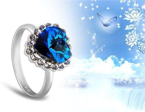 ITALINA Exquisite 18K RGP Heart of the Ocean Ring 9#