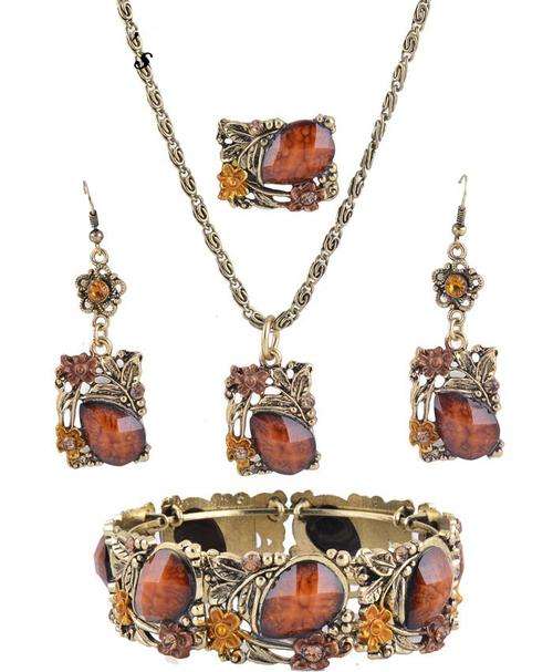 TOP Quality Brown Stone Vintage Jewelry Set