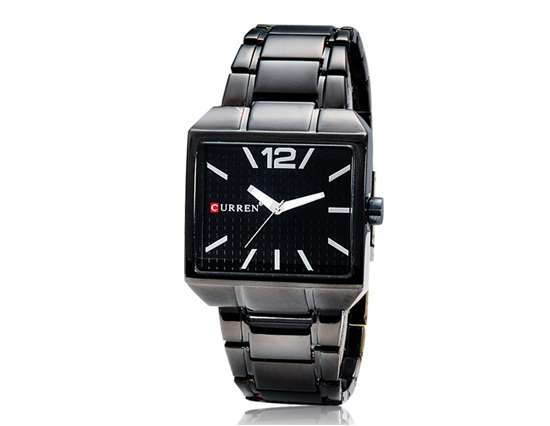 CURREN 8132 Men's Square Dial Analog Display Watch with Stainless Steel Strap