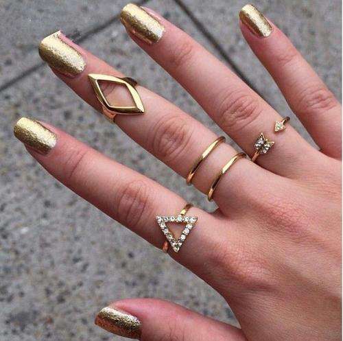 5pcs Stacking Punk Geometry Ring Set