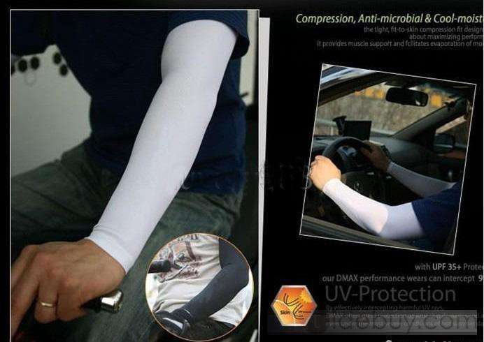 White Mercerized Cotton Golf Sleeve Stretch UV Sunscreen