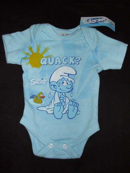 Baby Smurf Button Short Sleeve Vest (0 - 3 months)