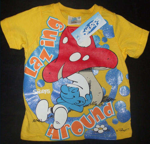 The Smurfs - Yellow "Lazing Around" Smurf Boys or Girls T-Shirt (1-2 Years)